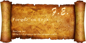 Forgács Erik névjegykártya