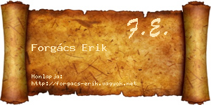 Forgács Erik névjegykártya
